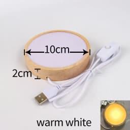 1-4Pcs Crystal Glass Wooden LED Light Display Base Art Ornament Wooden Night Lamp Base Home LED Light Rotating Display Stand