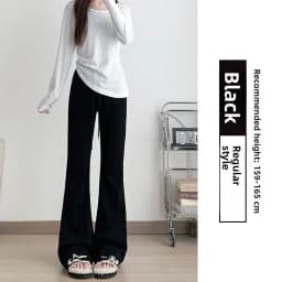 Gray High Waist Bell Bottom Pants Women's Summer Casual Sports Sweatpants Small Size Slimming  Hoof Pants