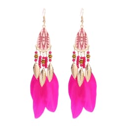 Round Retro Women's Dream Catcher Handmade Long Tassel Feather Earrings Female Leaves Pendant Earring Kolczyki Boho Jewelry