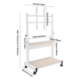 Mobile TV Stand for 43-86'' TVs Tilt TV Cart Holds up to 220.46lb Portable Adjustable Stand with Storage Shelf Rolling Floor