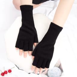 1Pair Black Unisex Half Finger Fingerless Gloves for Women Men Wool Knit Wrist Cotton Gothic Gloves Winter Warm Workout Gloves