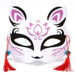 Fox Mask Japanese Cosplay Half Face Mask Kabuki Kitsune Masquerade Anime Cosplay Cat Mask Rave Adult Children Funny Party Props