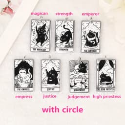 8Pcs 39*23 MM Black White Cat Tarot Card Charms Creative Acrylic Sun Moon And Lovers Jewelry For Earring Necklace Diy