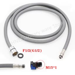 150cm/180cm/300cm F1/2 M15*1 Replacement Kitchen Faucet Hose Quick Connect Pull Out Hose Nylon Hose Tube Gray Black