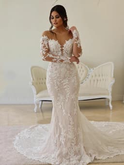 Elegant Sheer O-neck Mermaid Wedding Dresses Long Sleeves Appliques Backless Bridal Gown vestido de novia Custom Size