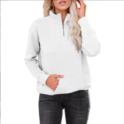 Solid Zip-Up Stand Collar Long Sleeve Sweatshirt Women's Casual Streetwear