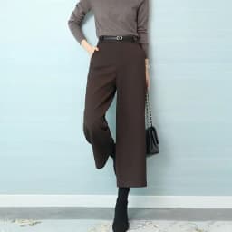 Wool Temperament BootPants Women's Autumn and Winter Wide-LegPants Slimming High WaistStraightCroppedPants CasualPants with Belt