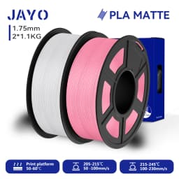 JAYO 2 Rolls 3D PLA Matte Printer Filament 1.75mm Neatly Wound PLA Filament with Matte Finish Print with 99% FDM 3D Printer