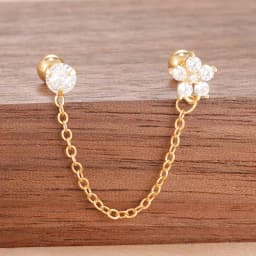 Stainless Steel Gold Color Chain Dangle Drop Earrings for Women Zirconia Pendant Clip Earring Vacation Party Jewelry Accessories