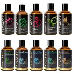MAYJAM 100ml Fragrance Oil Coconut & Vanilla White Musk Sea Breeze Baby Powder Dragons Blood Sweet Tobacco Freesia for Aromatherapy Diffuser Humidifier Burner, Strawberry Watermelon Cherry Coconut Cranberry Fruit Essential Oil Making Candle Aromatic Spray