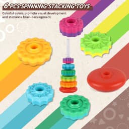 Toddler Rotating Rainbow Tower Spinning Stacking Pyramid Tower Cup Montessori Educational Puzzle Sensory Baby Kid Toy Gift