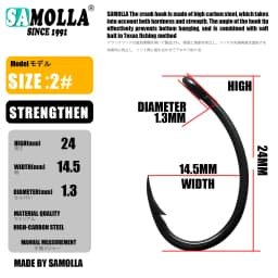 50pcs Carp Fishing Hooks PTFE Coating High Carbon Stainless Steel Barbed Hooks Curved Wide Gape Barbed Strengthen Carp Hook