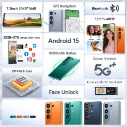 K-Touch C27 Ultra Mobile Phones Android 15 Cell Phone 7.3 Inch Screen 5G Dual SIM Smartphone 8000mAh Face Unlock 16+48MP Camera Global Version Cellphones