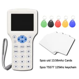 10 Frequency RFID NFC Duplicator 125KHz 13.56MHz Smart Card Reader Writer USB Programmer Encrypted Key Fob Tag Replicator Copier