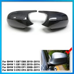 Rearview Mirror Covers for Bmw 1 3 Series E90 E91 E92 E93 E80 E81 E87 E88 Rear-View Carbon Fiber Gloss Black