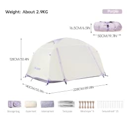 BISINNA Camping Tent 1-2 Person Portable Double Layer 210T Polyester Waterproof Backpacking Tent for Outdoor Hiking Beach Travel