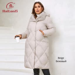 HaiLuoZi 2023 New Women's Winter Jackets Plus Size Long Warm Parkas Elegent Hooded With Fur Classic Quilted Coats Women1165
