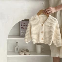 Baby Sweater Coat Autumn 2026 Solid Color Beige Knitted Girl's Sweater Long-sleeved Coat 0-3Year Kid's Cardigan Sweater
