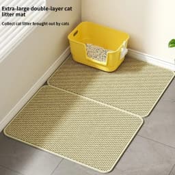 1PCS Cat Litter Mat 2-Layer Design Premium Sand Trapping Technology Waterproof Base Non-Slip Pet Floor Protector for Indoor Cats