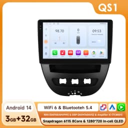 Snapdragon 8Core Android 14 Car Radio For Peugeot 107 Toyota Aygo Citroen C1 2005 - 2014 wireless CarPlay Android Auto 4G BT5.4