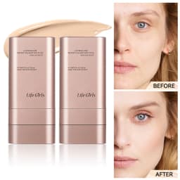 Light and Moist Hydrating Foundation, Natural-Looking, Moisturizing, Shiny, Thin and Lightweight, Double-Headed Makeup Foundation That Rotates for Easy Use, with Its Own Brush, Waterproof, Easy to Apply Makeup, and Easy for Beginners to Use.
