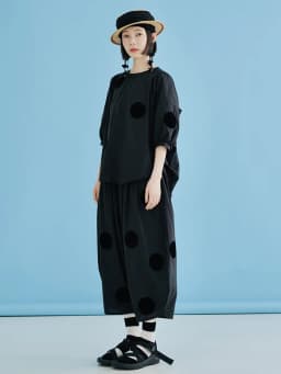 IMAKOKONI original design black polka dot thin style wide leg pants summer casual loose women's pants nine points pants