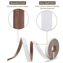 Double-Sided Adhesive Backing Walnut Edge Banding 3/4 inch 2inch Real Wood Tape Banding for Furniture Restoration/Cabinet Repair