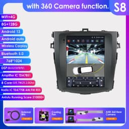 Hizpo 9.7" Android 13 Car Stereo Radio For Toyota Corolla E140/150 2006-2013 Multimedia Player 2 Din GPS Carplay Speakers Wifi