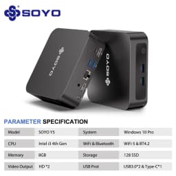 SOYO Mini PC Intel 4th Gen i3 8GB RAM 128GB SSD 2×HDMI Type-C 4×USB3.0 WiFi5 BT4.2 Windows 10 Pro Home Mini Desktop Computer