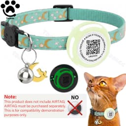Glow AirTag Cat Collar with Airtag Holder & Pet Name QR Code for Apple Tracker Dual Protection Pet Collar for Kitten Puppy