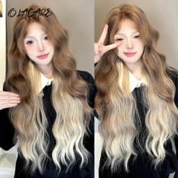OLACARE Long Body Wave Black Brown Purple Cosplay Wigs Heat Resistant Synthetic Wigs Middle Part Natural Lolita LM Wigs Women