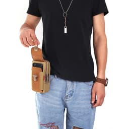 Durable Canvas Phone Waist Pouch, Buckle Closure Belt Holster, Multi‑Layer Utility Waist Bag for Hiking Travel Daily Carry
