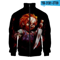 Coats Horror Movie Chucky Stand Collar Jackets Seed of Chucky Sweatshirt Cosplay Costume Long Sleeve Zipper Hoodies