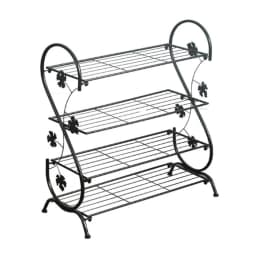 Voltsify White Metal 4 Tier S-Shape Shoe Rack, 60cm W X 30cm D X 70cm H