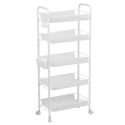 5 Tier Metal Mesh Storage Basket with 360 Degree Wheels, Fruit Vegetable Basket Storage Organizer for Kitchen, Pantry, Bathroom