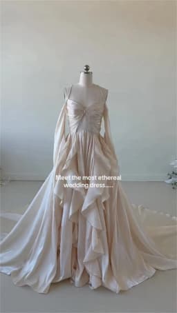 Tokyo Customized Luxury Ruffled Bell Sleeves Wedding Dresses Spaghetti Straps Bridal Gowns Court Train Wedding Gowns 2026