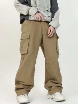3D Pockets, Street-styling Workwear, Trendy Functional Lacing, Loose-fitting Casual Pants, Men's Straight-cut Fashion