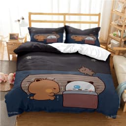 Cute Bubu Dudu Cartoon Bear Panda Duvet Cover Kawaii Bedding Sets Soft Quilt Cover and Pillowcases Single/Double/Queen/King Kids