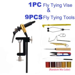 Wifreo Rotary Fly Tying Vise Tools Brass C-clamp Rotating Hook Tool Steel Whip finisher Bobbin Thread Holder Basic Fly Hook Tool