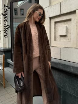 Luxury Faux Fur Maxi Coat Chic Open Front Stand‑collar Long Sleeve Oversized Outerwear Winter Women Fashion Autumn Warm 2026 New