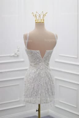 Kyoto Customized Shiny Beading Mini Sheath Wedding Dress Halter Neck Sleeveless vestidos de novia White Luxury 2025Evening Dress