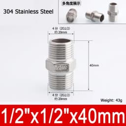 1-10pcs Nipple Connector 1/8"1/4"3/8" 1/2" 3/4"1" Stainless Steel Double Male Thread Equal/Reducing Connector Length 30-100mm