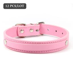 12 PCS Wholesale Plain PU Leather DIY Name ID Dog Collar Custom Letters Charms Puppy Cat Neck Strap Collars for Small Medium Dog