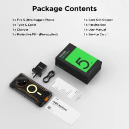 DOOGEE Fire 5 Ultra Dual Camping Lights 6.6" Rugged Phone 13000mAh Battery 36GB RAM (6+30) 128GB ROM Google Pay NFC Helio G81 Smart Phone