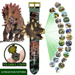 1Pc 3D Dinosaur Projection Electronic Watch for Kids - Fun Luminous Toy and Kindergarten Gift