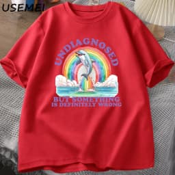 Undiagnosed But Something Is Definitely Wrong T-Shirt Vintage Men's Clothes Summer Cotton Short Sleeve T Shirt Loose Tops
