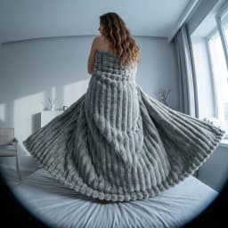 Cozy Striped Velour Blanket – Ultra Soft Warm Ribbed Plush Throw, Ideal for Sofa, Nap, Office, Travel, All Season Use, Machine Washable