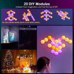 20/12/8/3Packs Hexagon Lights Wall RGB Panel Smart APP Hexagonal Modular Gaming Lights Night  Music Sync Honeycomb Light Bedroom