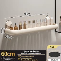 Suction Cup Bathroom Towel Rack Space Aluminum Wall-Mounted Minimalist Multi-Functional Storage Shelf No Drilling Required