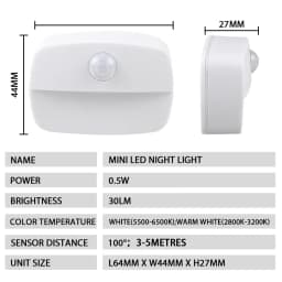1-5pcs Stick-On Motion Sensor Night Light Battery Powered LED Lamp For Bedroom Bathroom Kitchen Hallway Stairs Closet Compact